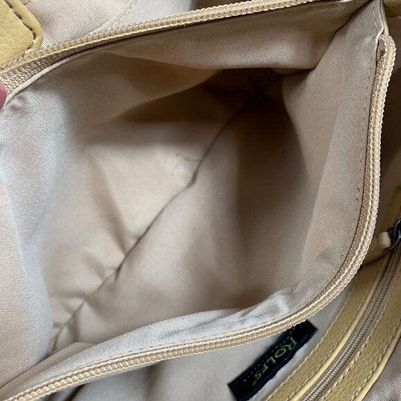 Vintage ROLFS Cognac Leather Shoulder Bag Three Compartments + Pockets - Picture 10 of 13